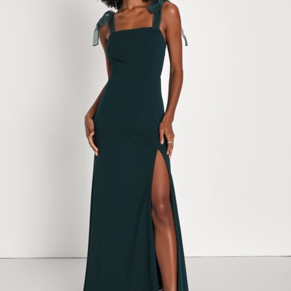 Lulus Beloved Elegance Emerald Green Tie-strap Mermaid Maxi Dress - Size XS